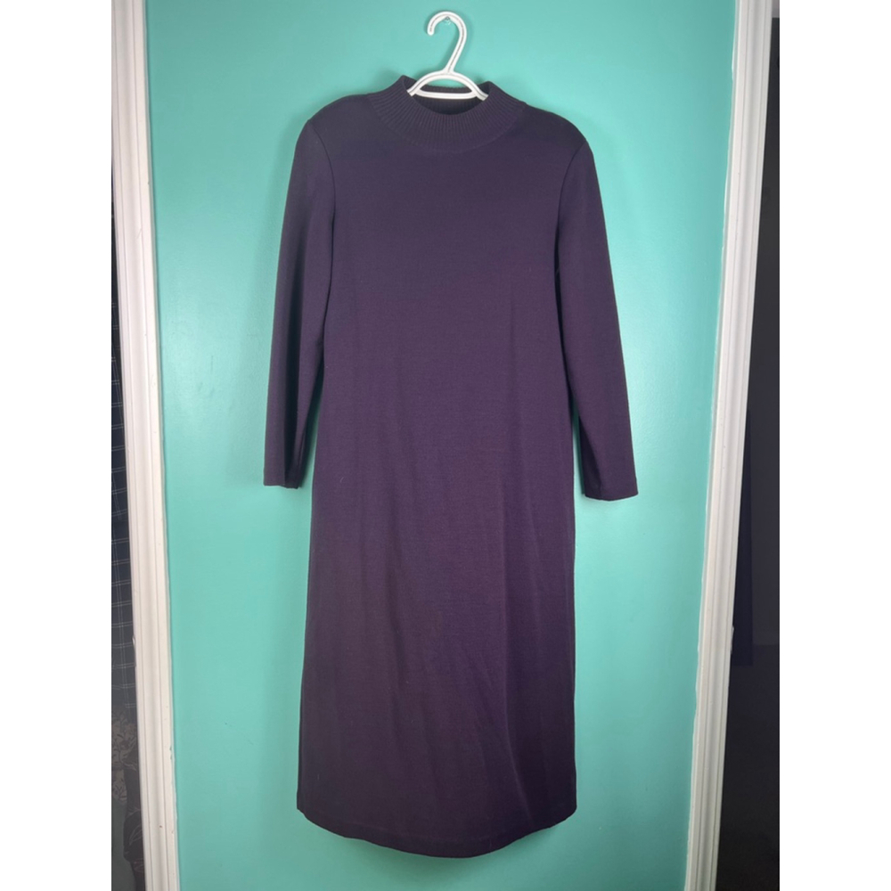 Vintage Sag Harbor Petite Sweater Dress in Plum Purple